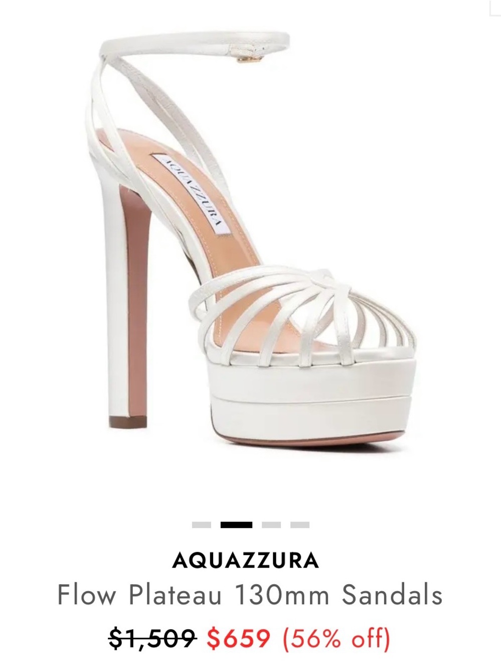 Aquazzura White Strappy Platform Ankle-Strap Sandals